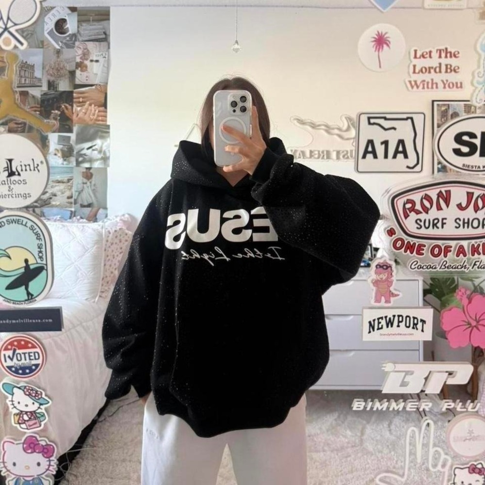 Black Bedazzled‎ "Jesus Is The Light Of The World" Hoodie